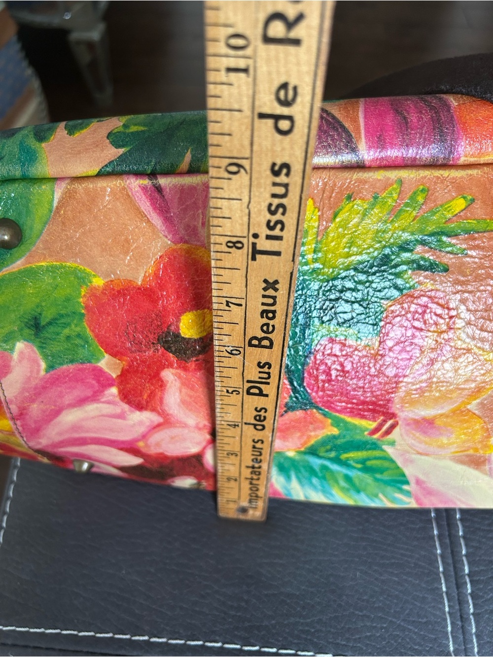 Maurizio Taiuti Floral Leather Tote in Yellow, Pink & Green - Picture 10 of 12